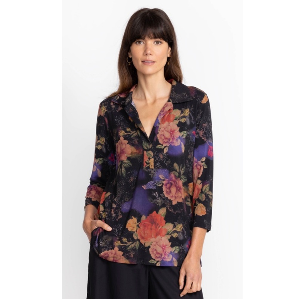 NWT Johnny Was Bossa Nova 3/4 Sleeve Swing Polo